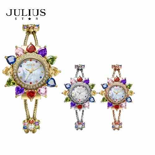 Julius Mall - Đồng Hồ Nữ JS-021A Julius Star Mặt Hoa Đính Đá swarovski