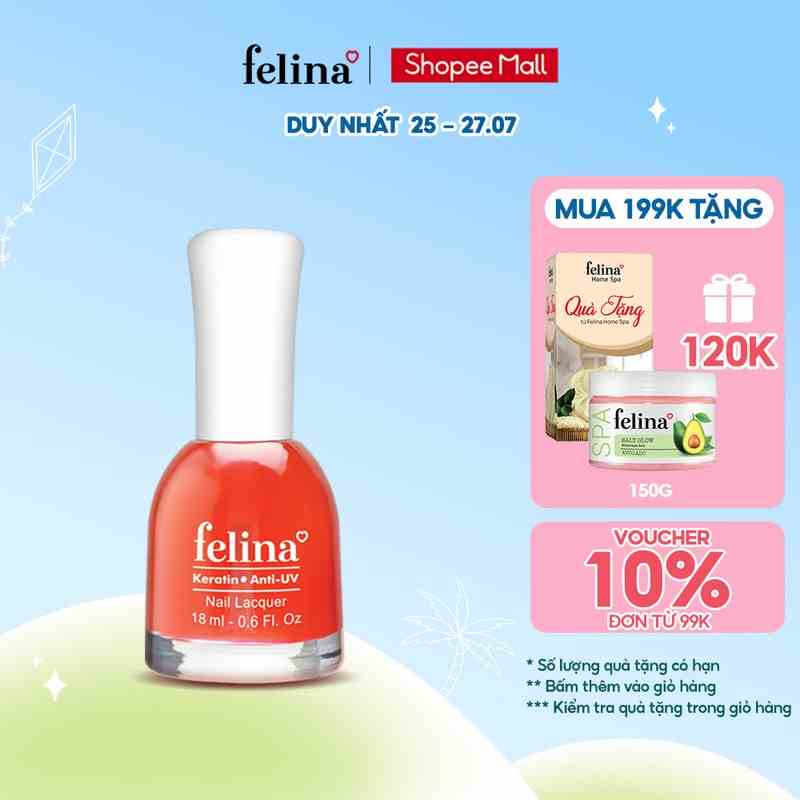 Sơn bóng đỏ Felina 18ml, bóng ánh đỏ trong suốt, chống tia UV CB301