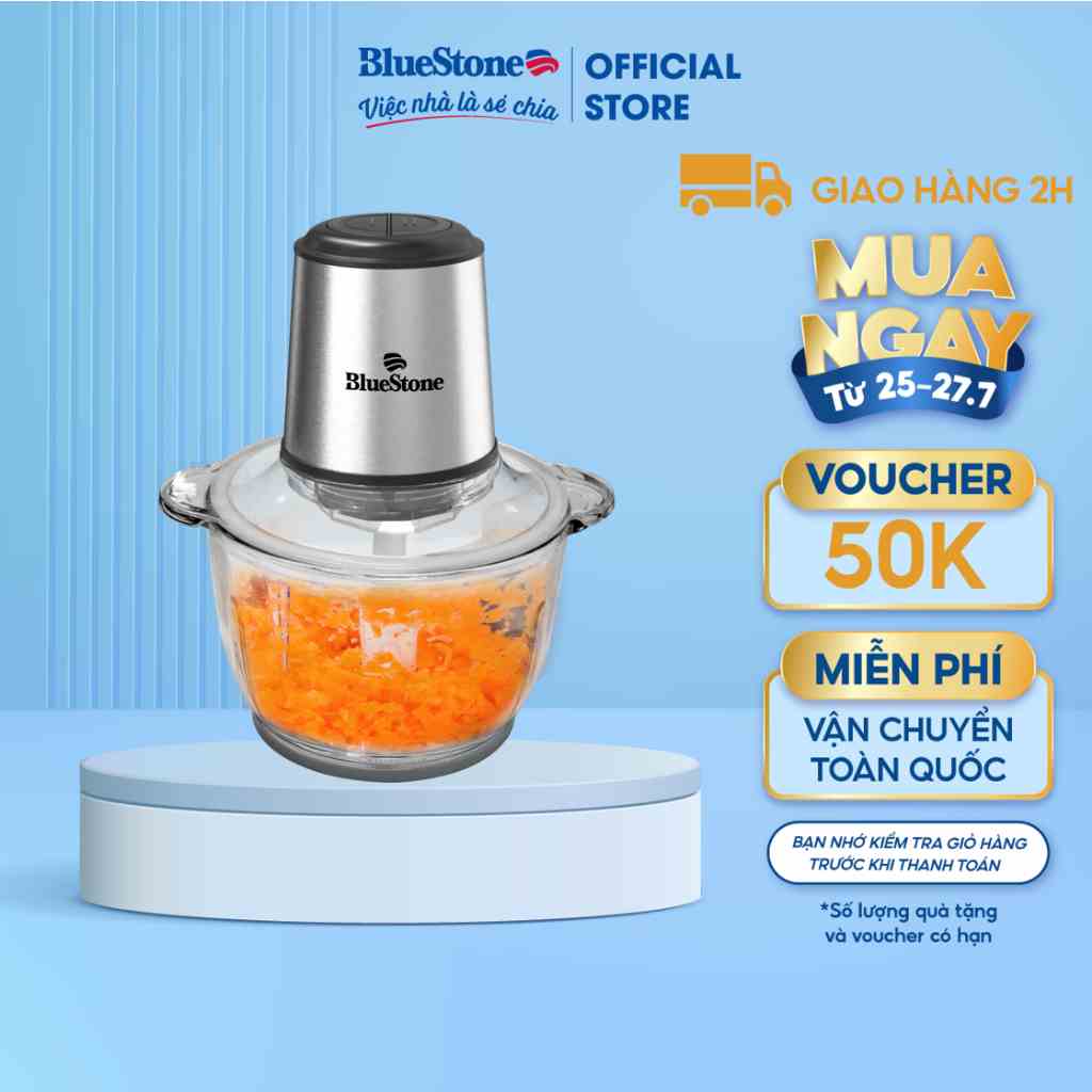 [Mã ELBAU5 giảm 5% đơn 300K] Máy Xay Thịt 2 Lưỡi Dao Kép 2L BlueStone CHB-5145