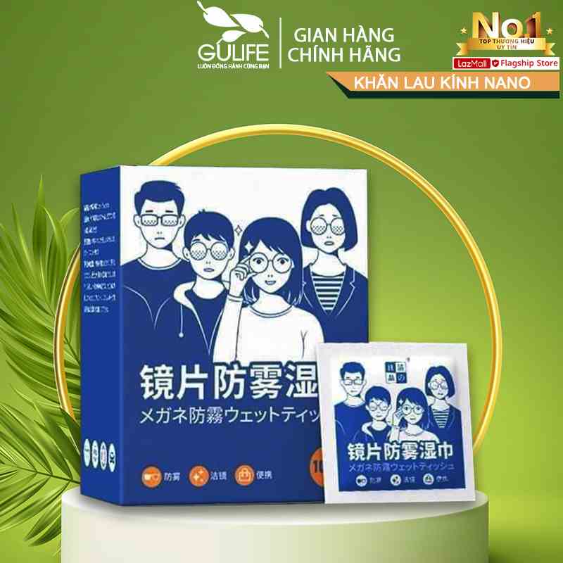 Khăn Lau Kính Nano Chống Bám Hơi Nước Gulife MKL-66 Công Nghệ Nhật Bản Hộp 100 Miếng - Kèm Quà Tặng Hấp Dẫn