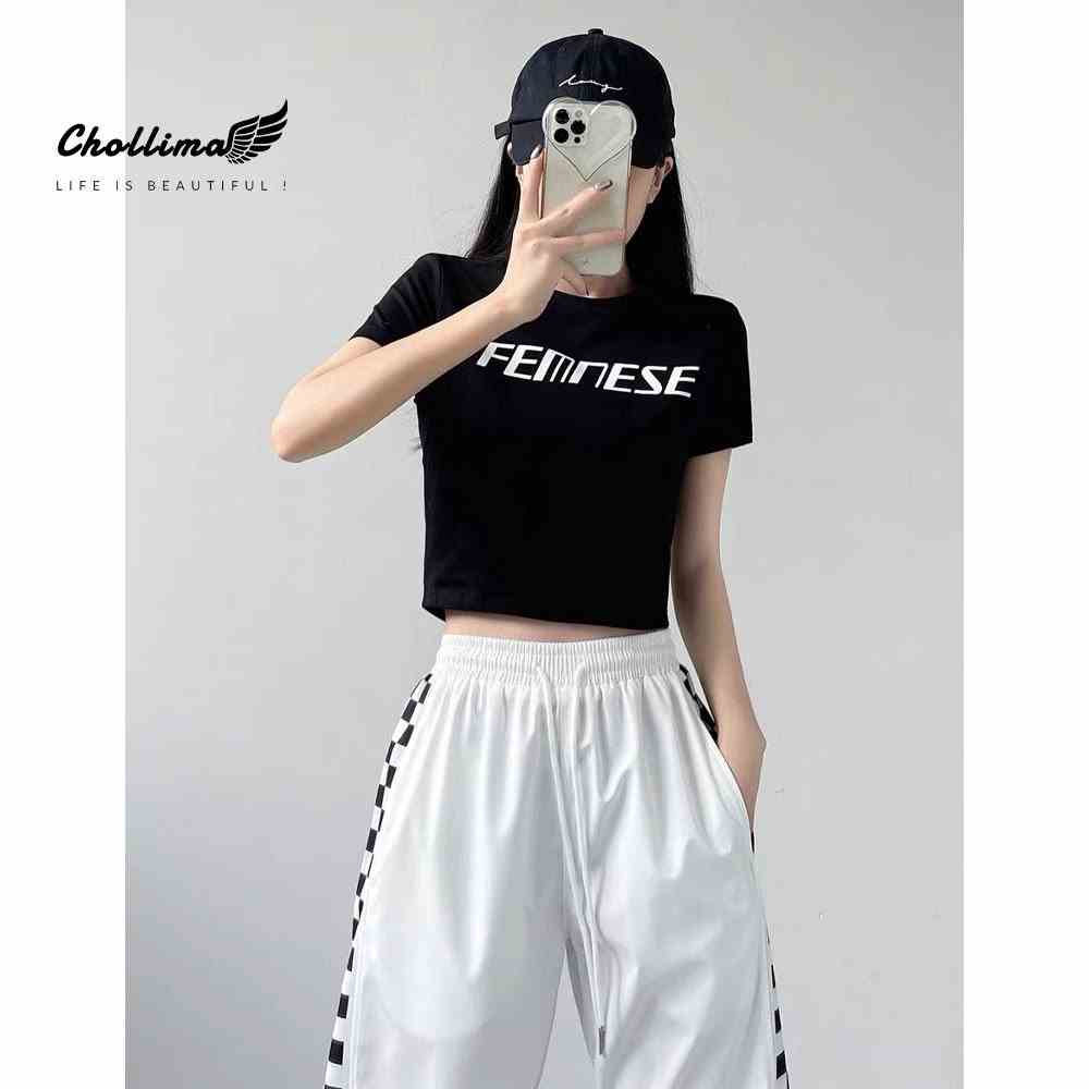 Áo thun croptop tay lỡ Chollima in chữ FEMNESE AT451 chất vãi dày dặn co giãn 4 chiều