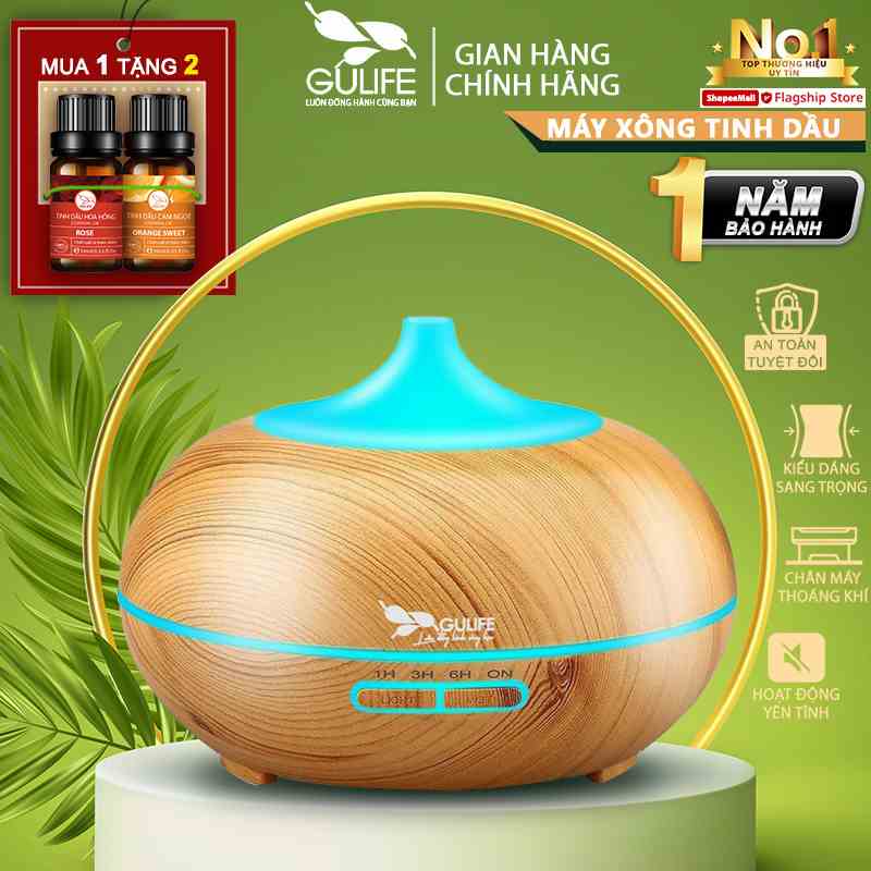 Máy Xông Tinh Dầu Bí Ngô 550ml GULIFE - MKT26, Kèm Quà Tặng + Remote, Cân Bằng Độ Ẩm & Làm Thơm Phòng  – BH 12 Tháng