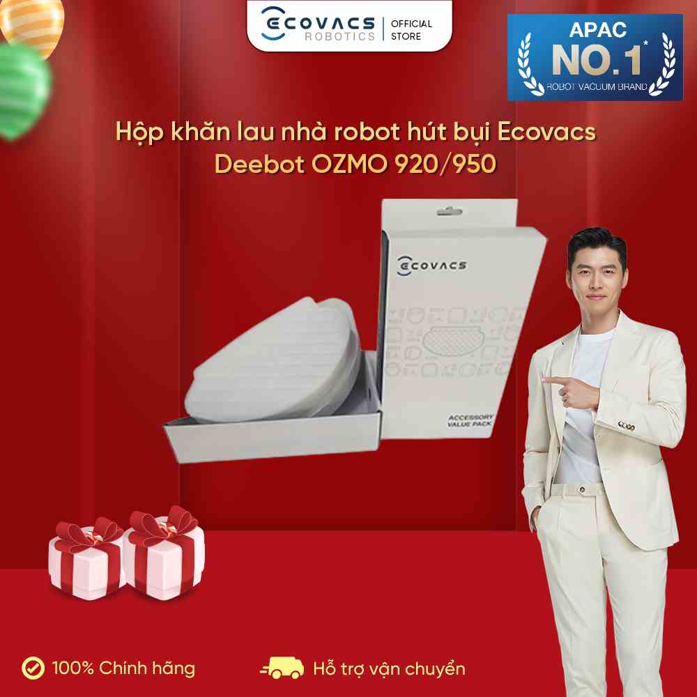 Hộp 25 Khăn Lau Sàn Robot Hút bụi Lau Nhà Ecovacs Deebot OZMO 920/ 950 / T5 - Hàng Chính Hãng