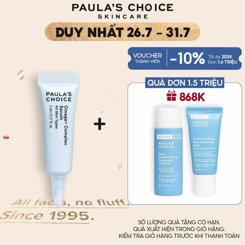 Tinh chất phức hợp trẻ hóa và thức tỉnh làn da tối ưu Paula’s Choice Resist Omega + Complex Serum 5ml 2137