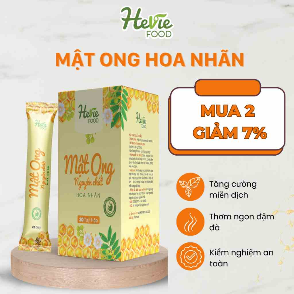 Mật ong nguyên chất hoa nhãn giảm cân đẹp dáng và nâng cao đề kháng 20Gr x 20 túiHeVieFood