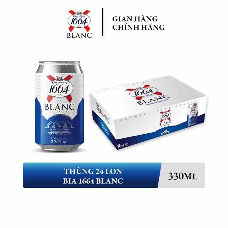 Thùng 24 lon bia Kronenbourg 1664 Blanc 24x330ml