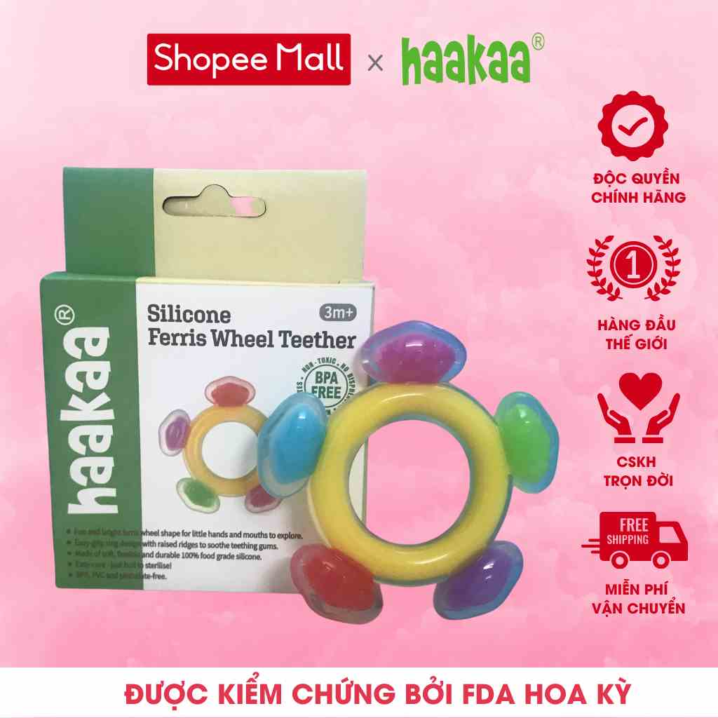 Gặm Nướu Cho Bé Haakaa Hình Bánh Xe, Hỗ trợ quá trình bé mọc răng. Chất Liệu Silicone Cao Cấp, Chứng Nhận An Toàn FDA