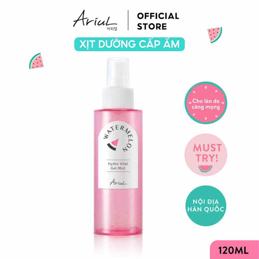 Xịt Dưỡng ARIUL Làm Dịu Và Cấp Ẩm Chiết Xuất Dưa Hấu Watermelon Hydro Vital Gel Mist 120ml