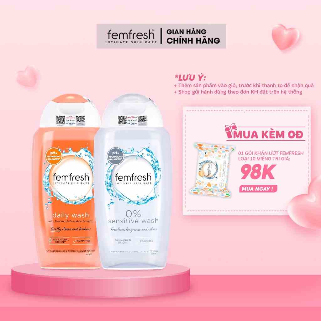 [ MUA 2 TẶNG 1] Mua 2 Dung Dịch Vệ Sinh Phụ Nữ Femfresh Giúp Vùng Kín Sạch Thơm, Tươi Mới Tặng Ngay 1 Phần Quà Đặc Biệt