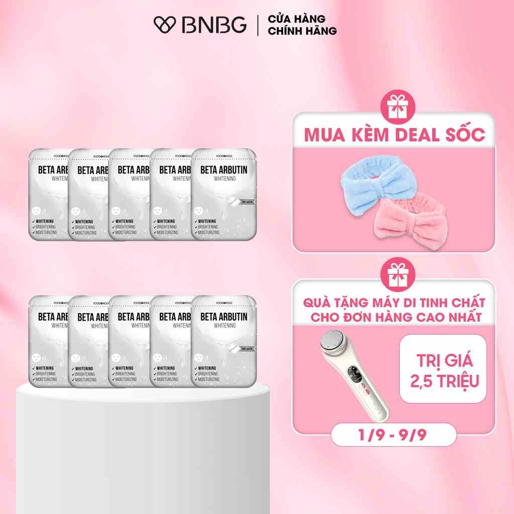 Combo 10 Mặt Nạ Beta Arbutin Dưỡng Trắng, Làm Đều Màu Da Foodaholic Beta Arbutin Whitening Mask 23ml