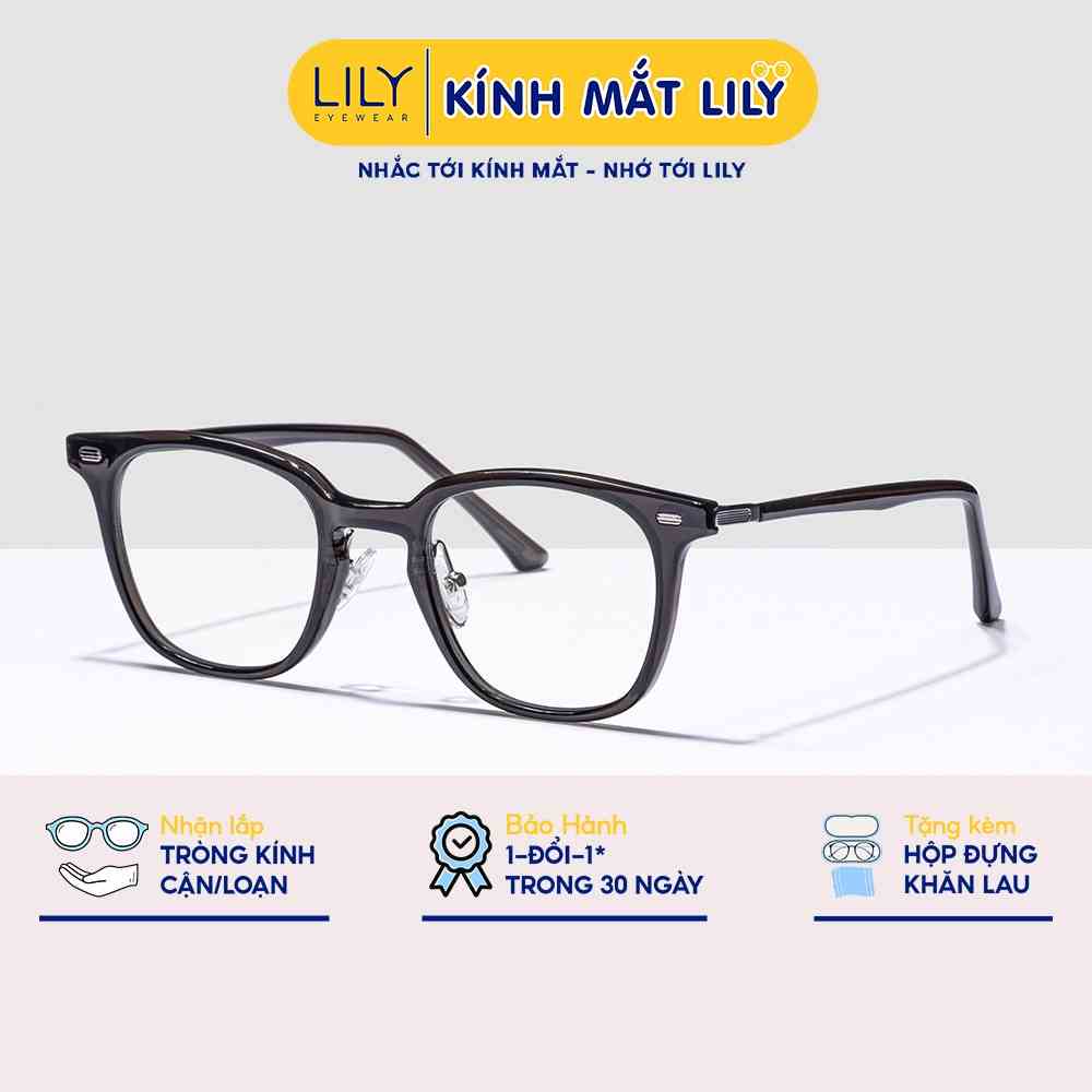 Kính gọng vuông nam nữ LILYEYEWEAR chất liệu nhựa dày dặn mắt giả cận thiết kế thời trang 21151