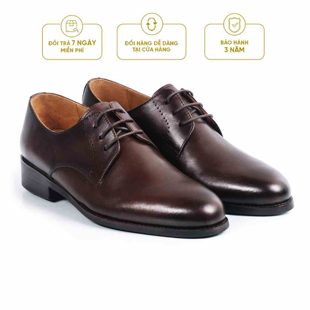 Giày Tây Cao Cấp CLASSY DERBY - DB20 - Da Bò Ý Lót Trong Da Bò Mộc - Thương hiệu Be Classy