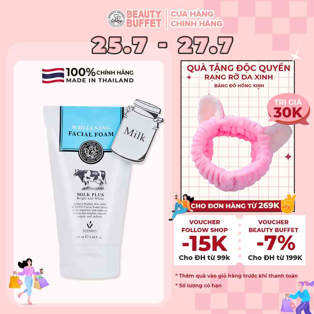 [Cleanser] Sữa rữa mặt tạo bọt làm trắng da Beauty Buffet Scentio Milk Plus Q10 100ml