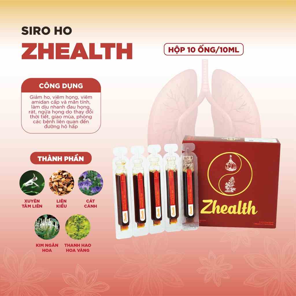 Siro Ho Zhealth- Phòng Viêm Đường Hô Hấp, Đau Rát Họng, Ho, Đờm, Khàn Tiếng, Cảm Cúm Grow Green AZ Thảo Dược Thiên Nhiên