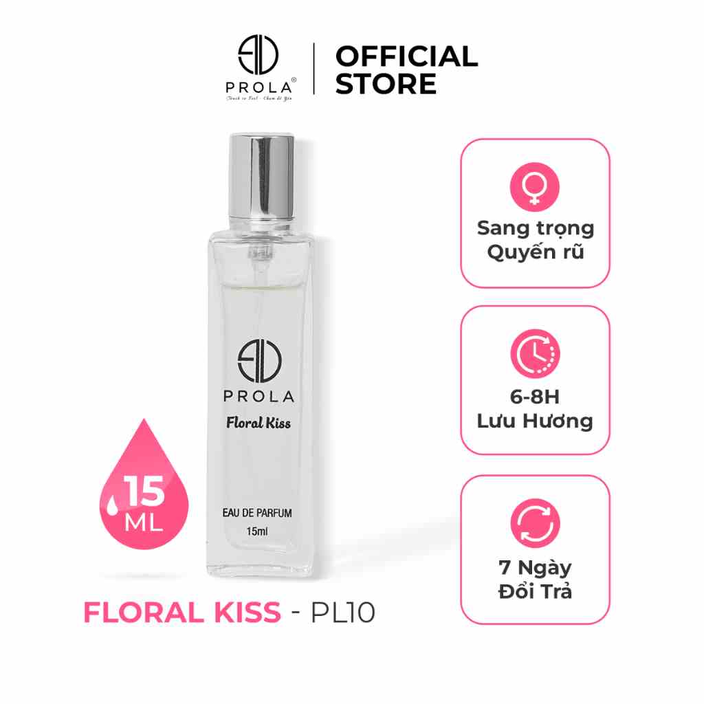 Nước hoa nữ PROLA Floral Kiss nữ tính, ngọt ngào, dễ thương thích hợp đi làm, đi học, đi hẹn hò PL10 - Dạng xịt 15ml