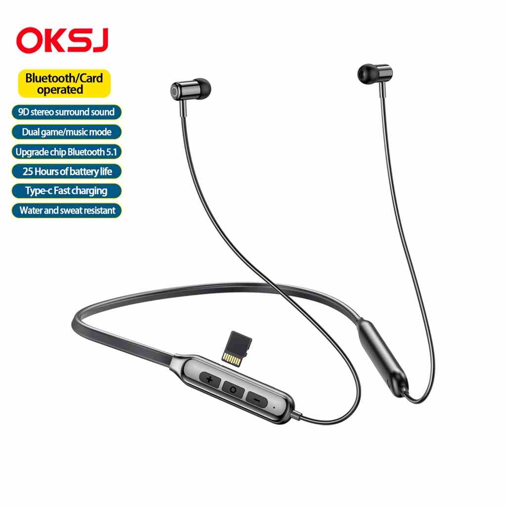 Tai Nghe Nhét Tai Đeo Cổ OKSJ-A4p Tai nghe bluetooth thể thao Bluetooth Không Dây Chơi Nhạc MP3