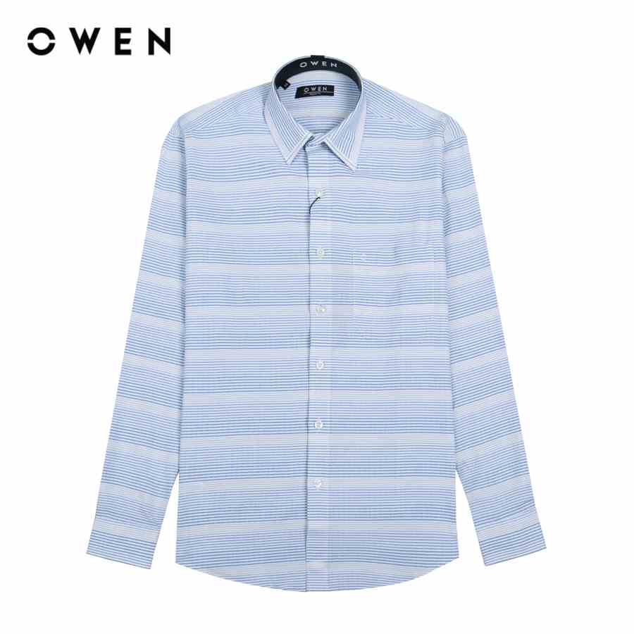 OWEN - Áo sơ mi dài tay Regular Fit màu xanh kẻ - AR22991DT