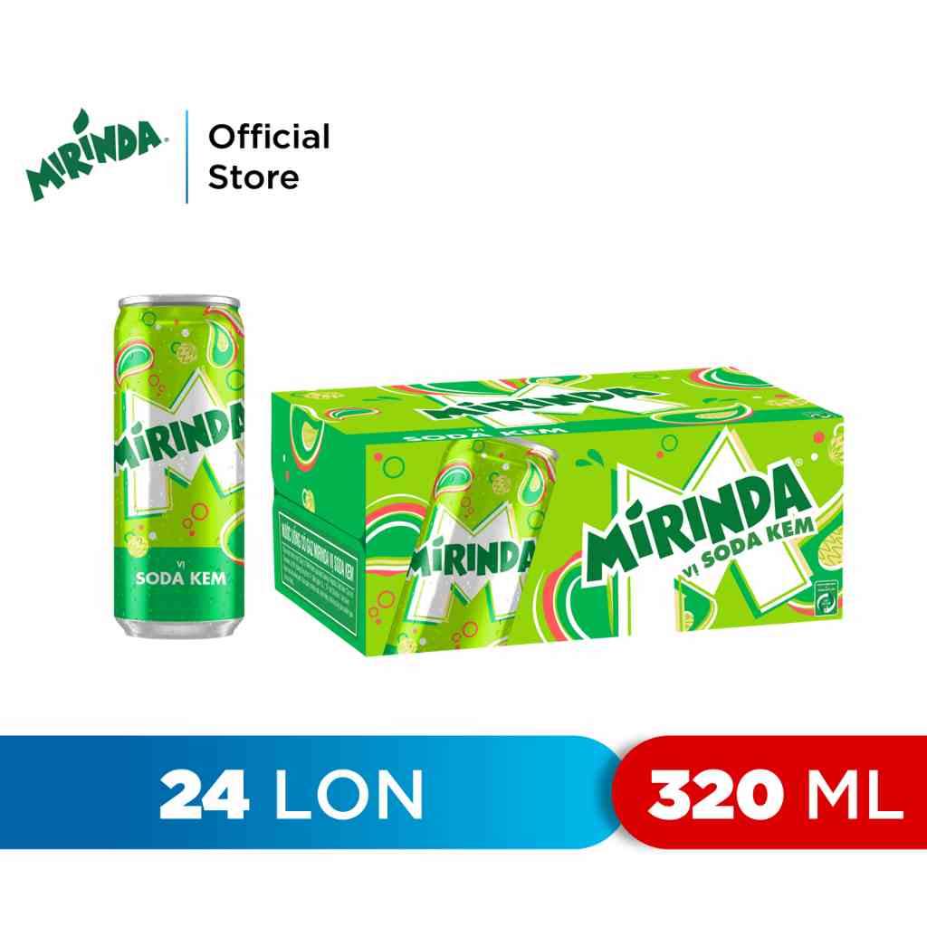 [HỎA TỐC-HN&ĐN&HCM]Thùng 24 Lon Nước Ngọt Có Gaz Mirinda Soda Kem (320ml/lon)