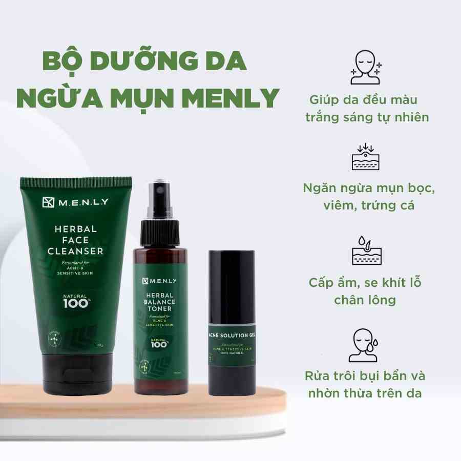 Bộ 3 sản phẩm làm sạch da - giảm mụn cho nam giới Menly