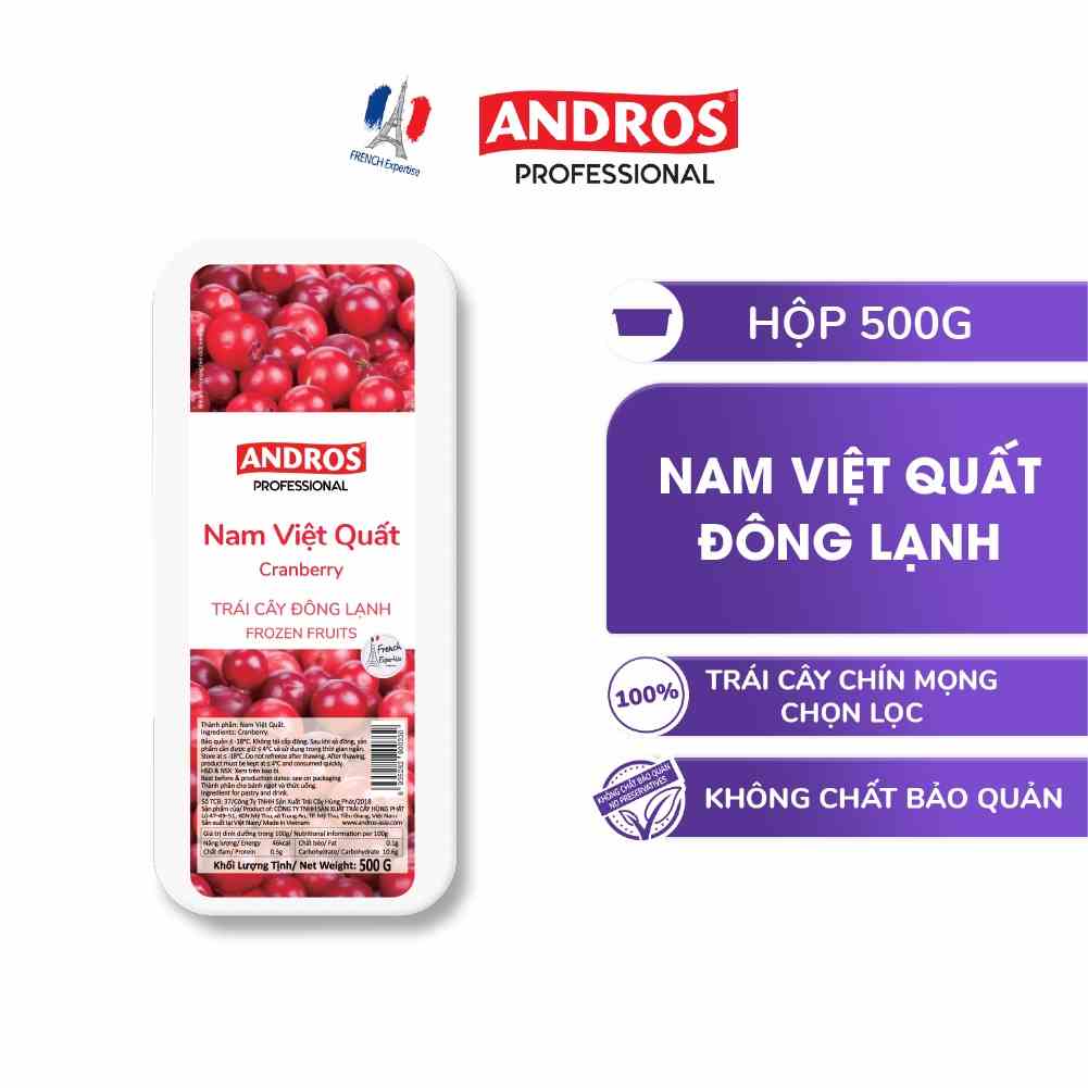 Nam Việt Quất Đông Lạnh - Không chất bảo quản - Trái cây đông lạnh ANDROS IQF - 500g - [Chỉ giao HCM]