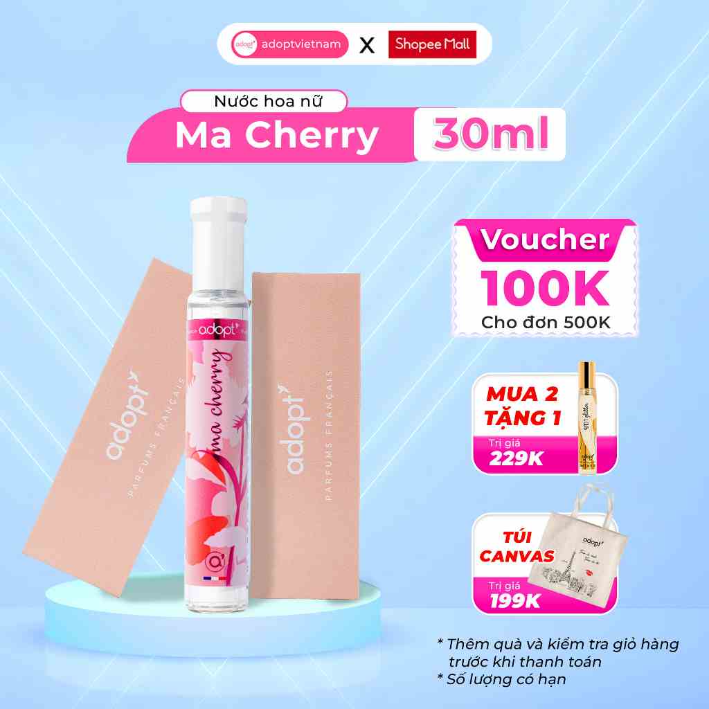 Nước hoa nữ Adopt MA CHERRY tinh dầu thơm chính hãng Pháp dịu ngọt sắc sảo tinh tế lưu hương đến 12 tiếng