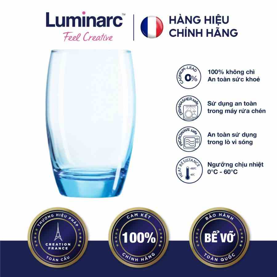 [Mã BMLTA35 giảm đến 35K đơn 99K] Bộ 6 Ly Cao Thuỷ Tinh Luminarc Salto Blue 350ml- LUSAJ1585