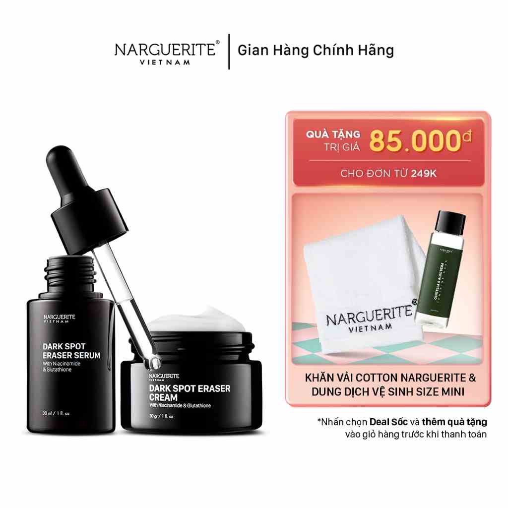 Combo Serum và Kem dưỡng giảm nám tàn nhang Dark Spot Eraser Narguerite