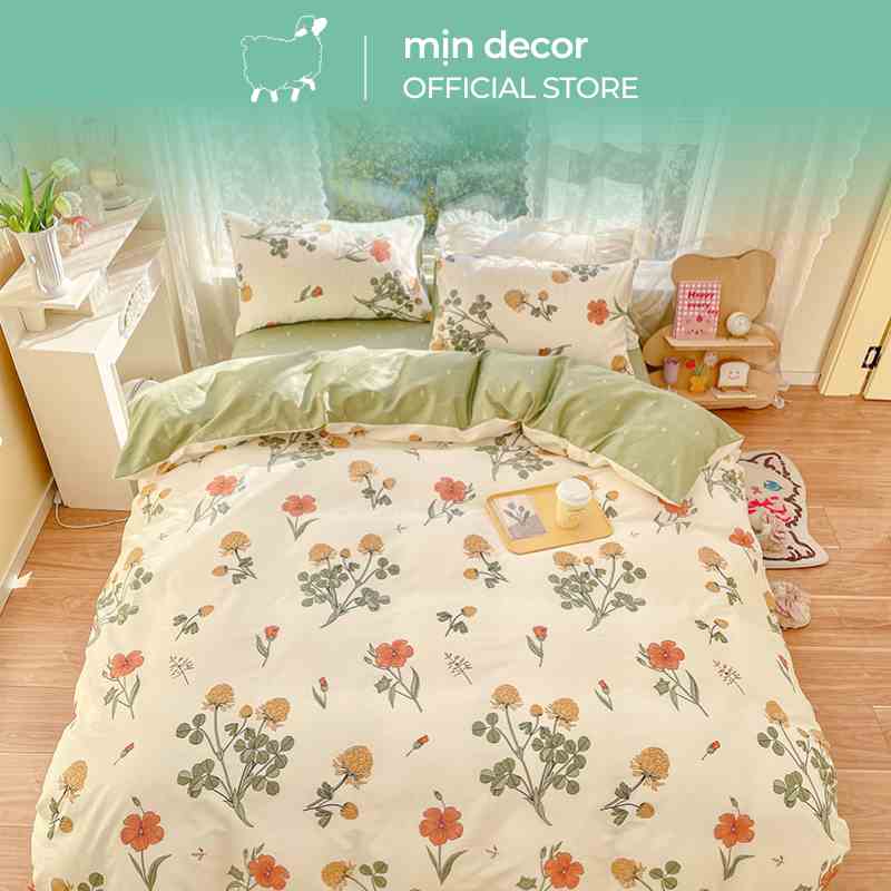 [Mã BMLTA35 giảm đến 35K đơn 99K] Bộ chăn ga gối cotton 3D Mịn Decor dễ thương thoáng mát mềm mịn