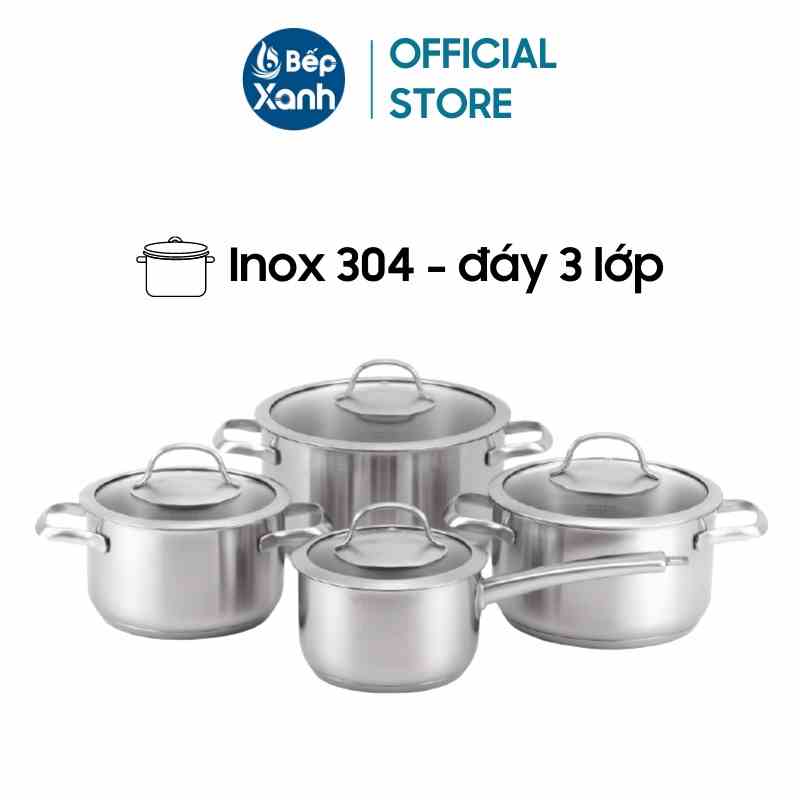 Bộ nồi inox cao cấp 3 lớp Malloca SA-4002 (8 món)