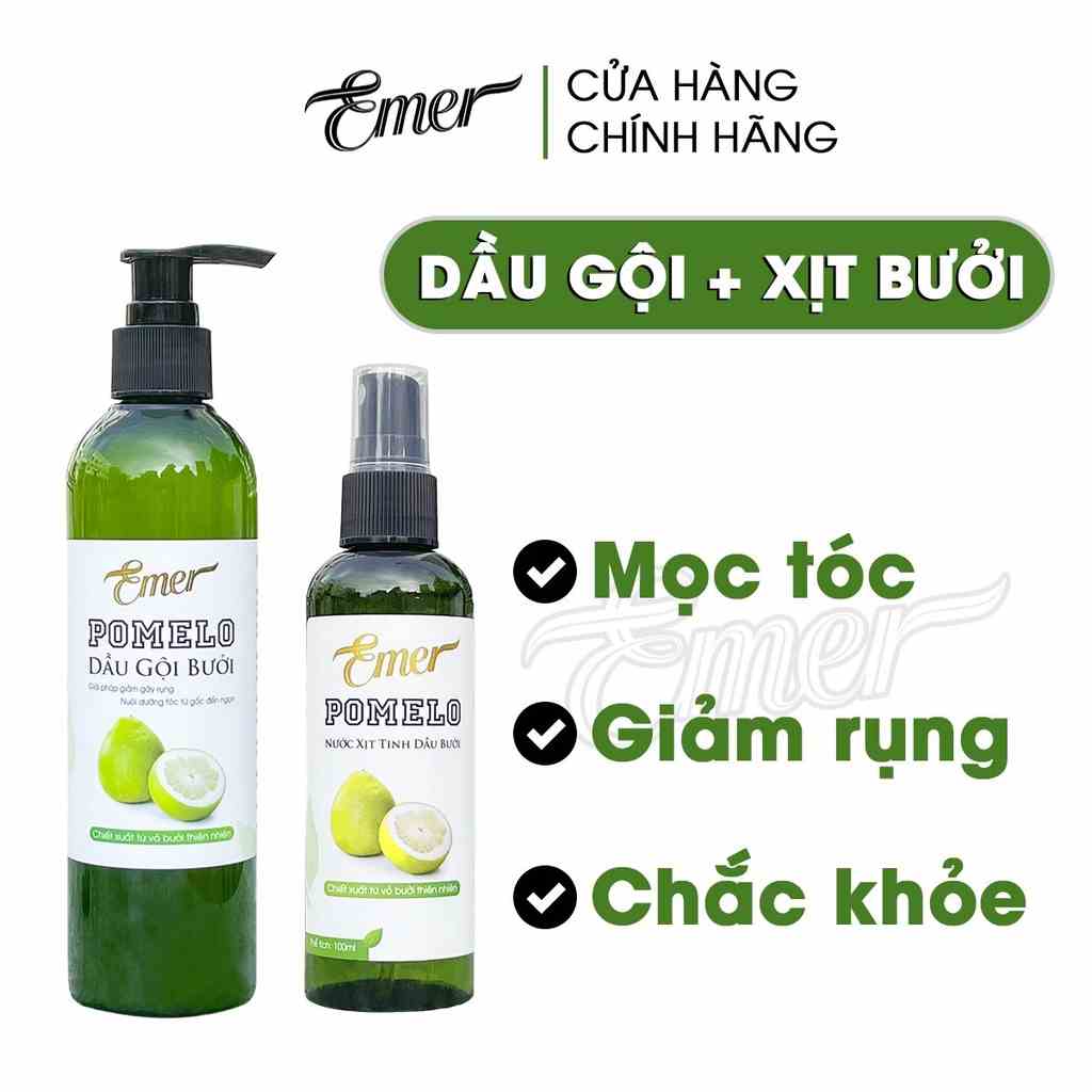 [Mã BMLTB35 giảm đến 35K đơn 99K] Bộ đôi dầu gội xịt tinh dầu bưởi kích mọc tóc pomelo Emer Garin dưỡng tóc