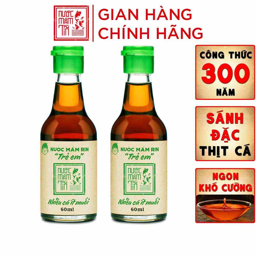 Combo 2 Chai Nước Mắm Tĩn Trẻ Em Cho Bé Ăn Dặm Độ Đạm 42N 60ml/chai nhiều cá ít muối