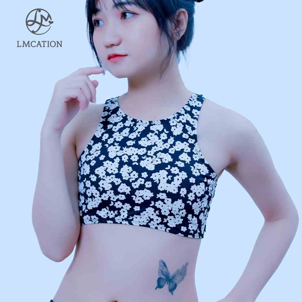 [Mã BMLTA35 giảm đến 35K đơn 99K] Áo bikini đa năng Gym-to-swim LMcation Lena - Hoa Nhí Đen Trắng