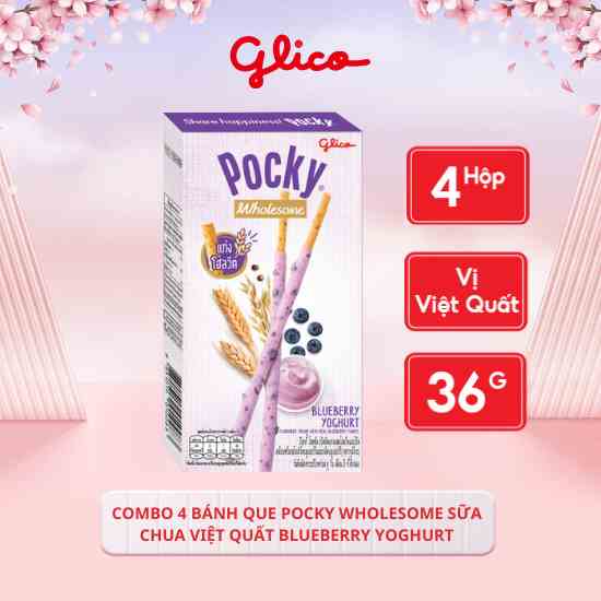 [Mã BMLTB35 giảm đến 35K đơn 99K] Combo 4 Bánh Que Pocky Wholesome Sữa Chua Việt Quất Blueberry Yoghurt