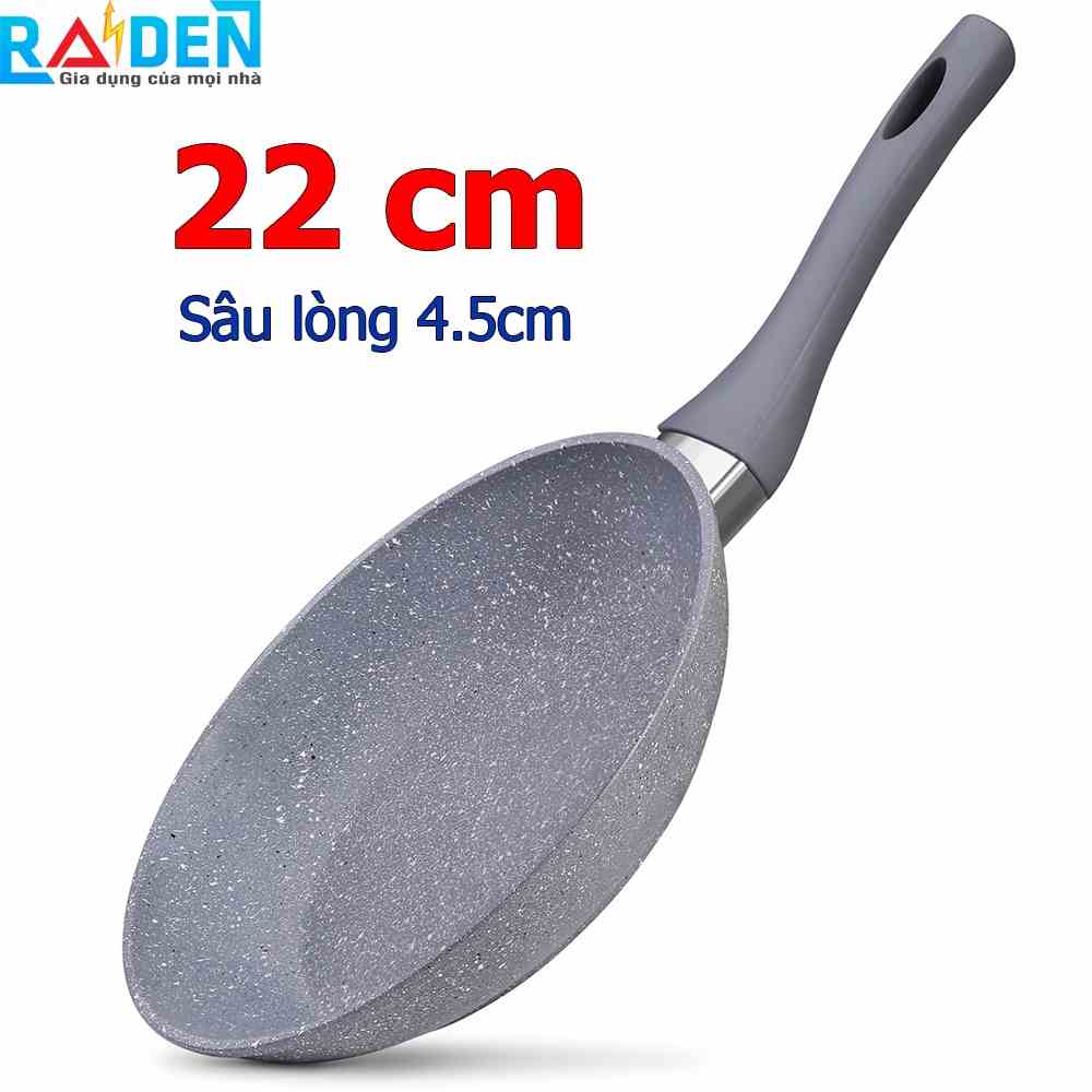 Chảo từ chống dính dạng vân đá Greencook GCP01-22 size 22cm dùng được bếp gas, bếp hồng ngoại, bếp từ