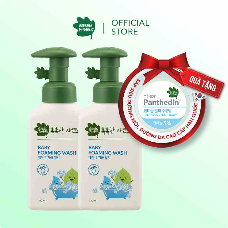 Combo 2 chai Sữa Tắm Tạo Bọt Dưỡng Ẩm Cho Bé (0-36 tháng) GREENFINGER CHOKCHOK MOISTURE BABY FOAMING WASH 320ml