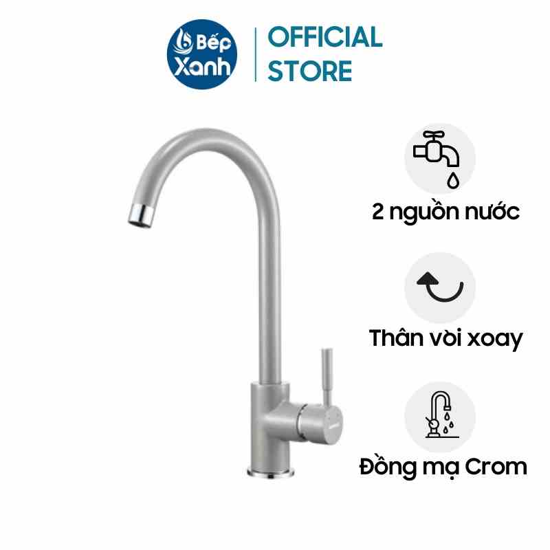 Vòi Rửa Chén Hafele HT19-GH1F270 - Đồng Mạ Màu Đá & Crom - 2 Đường Nước