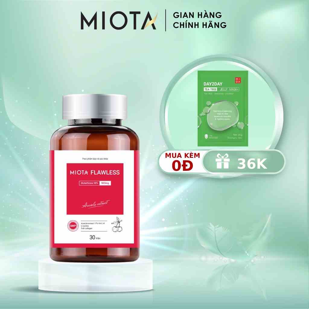 Viên uống trắng da glutathione Miota Flawless 30 viên