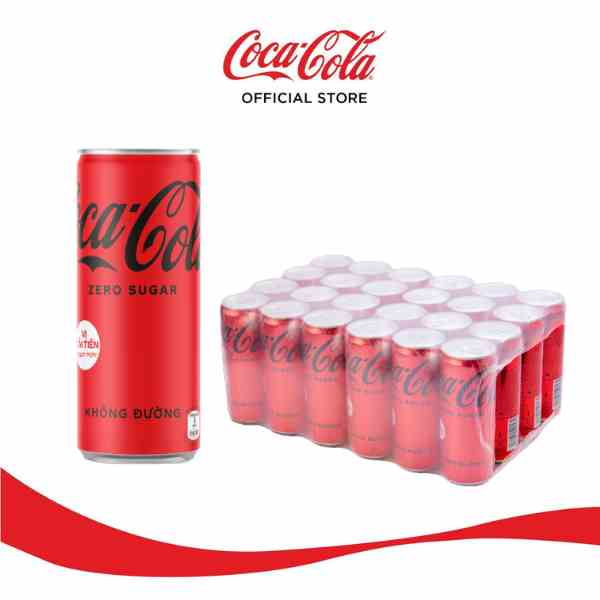 [GROFFWC -10% max 30k đơn 170k] Lốc 24 Lon Nước Giải Khát Không Đường Coca-Cola Zero 320mlx24