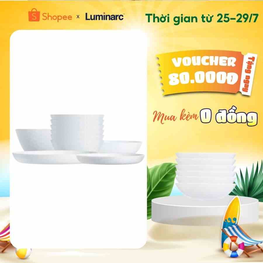 Bộ Bàn Ăn Tô Chén Đĩa Thuỷ Tinh Cường Lực Luminarc Diwali Shells LUDISH12M