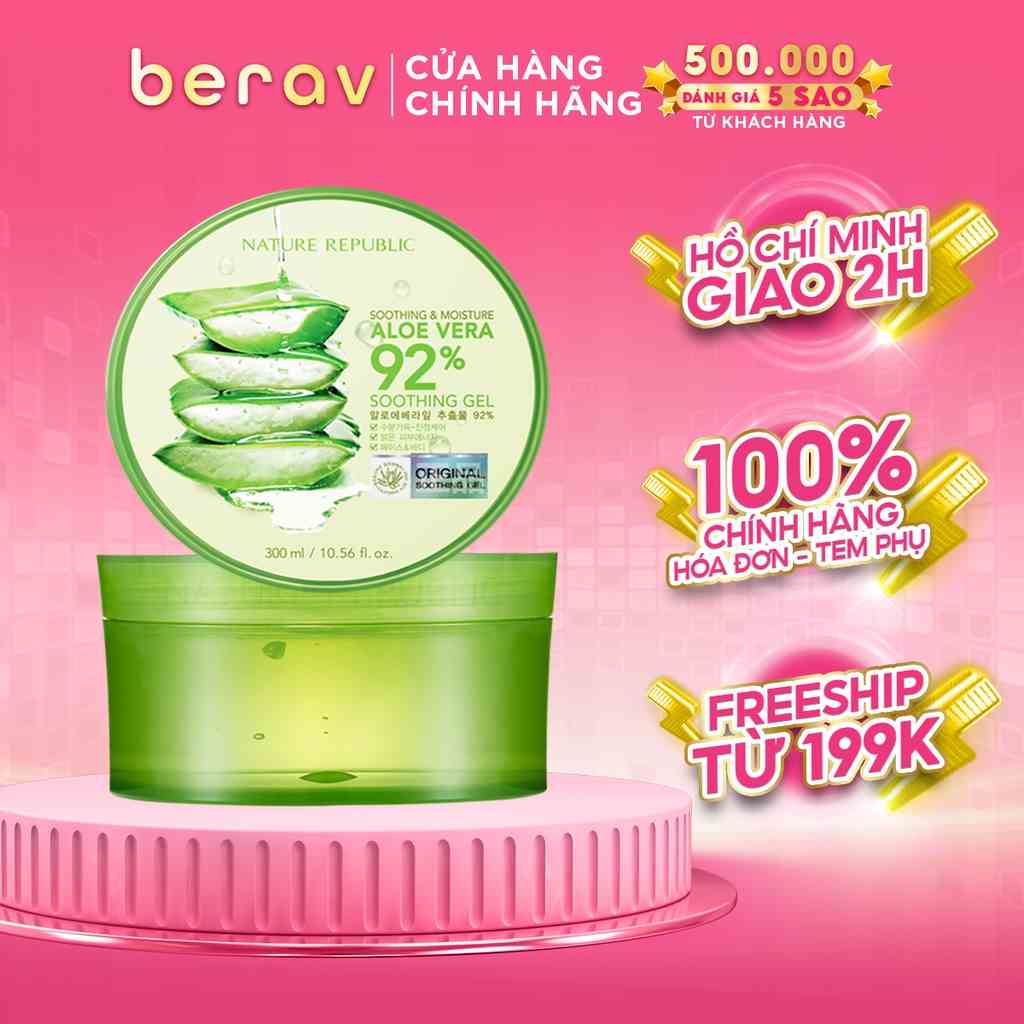 Gel lô hội Nature Republic dưỡng đa năng Soothing & Moisture Aloe Vera 92% Gel 300ml