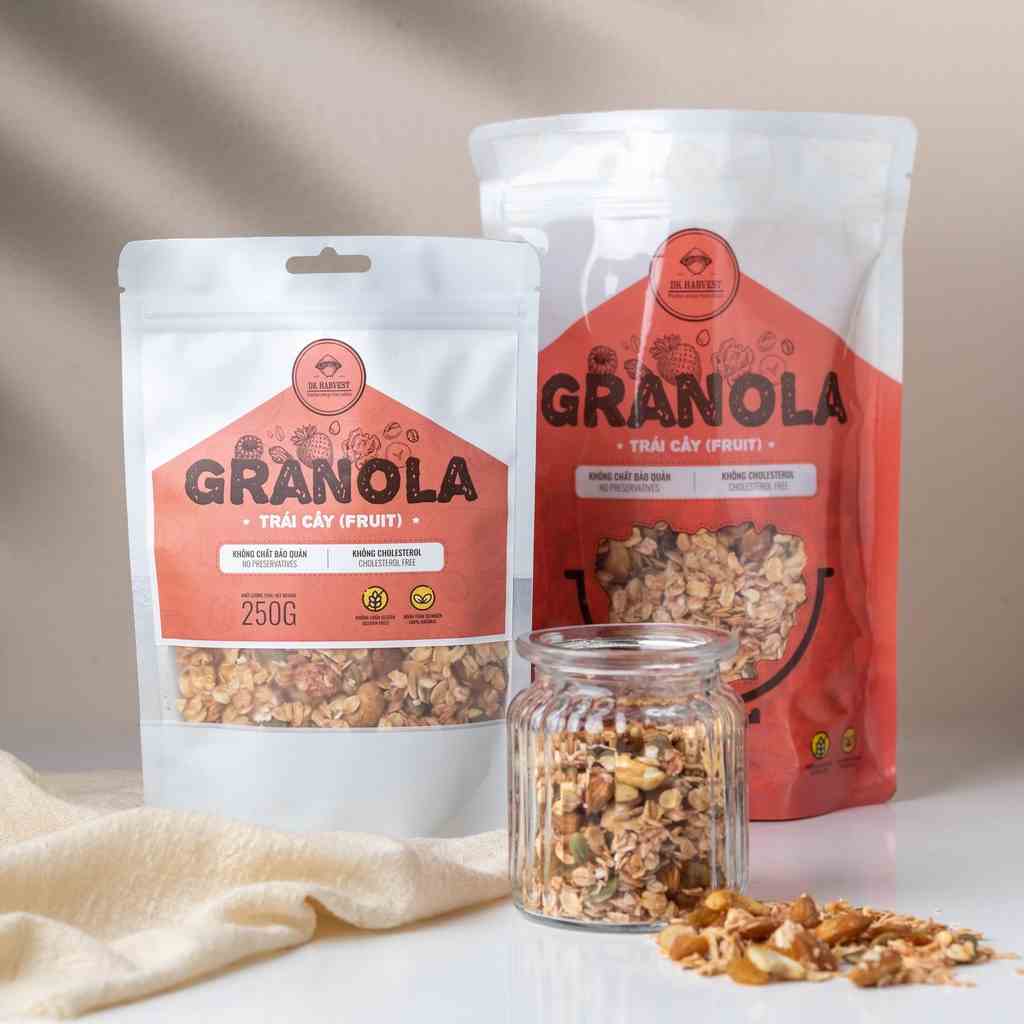 Granola Hạt Dinh Dưỡng Ăn Kiêng Siêu Hạt DK Harvest Ngũ Cốc Hỗ Trợ Giảm Cân - Hương Vị Trái Cây - 250g,500g