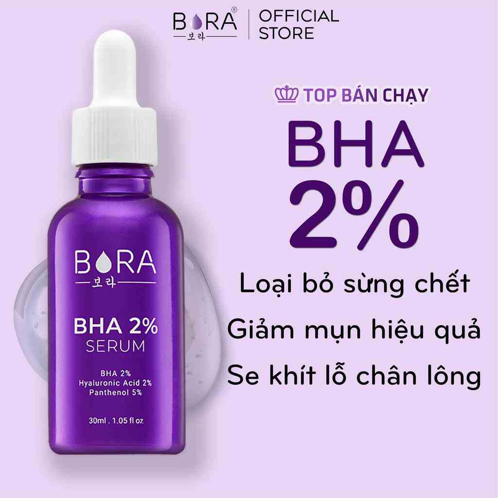 [Mã BMLTB200 giảm đến 100K đơn 499K] Serum Ngừa Mụn Dưỡng Ẩm Trắng Da Se Khít Lỗ Chân Lông BORA BHA 2% Lọ 30ml