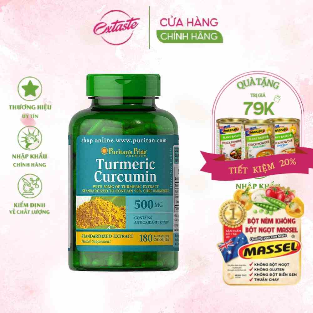 Viên uống tinh chất nghệ vàng Puritans Pride Turmeric Curcumin 500MG 180 viên hỗ trợ dạ dày