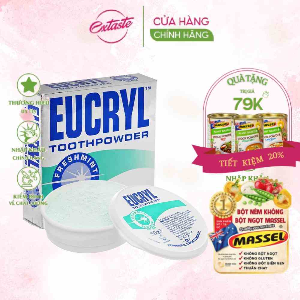 Bột đánh răng trắng sáng Eucryl Toothpowder hương bạc hà 50g