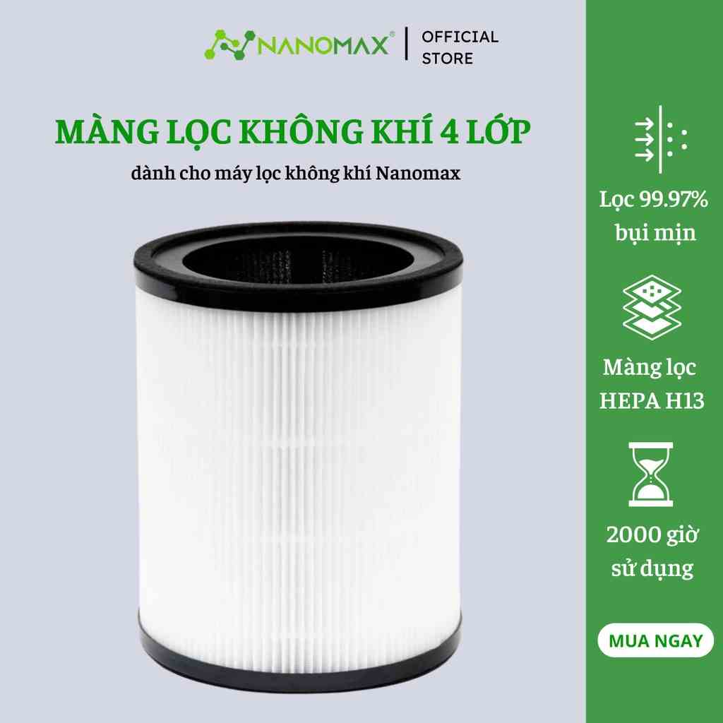 Màng Lọc Không Khí Nanomax 4 Lớp Hepa H13, 2000 Giờ Sử Dụng, Lọc Bui Mịn, Khử Khuẩn Khử Mùi