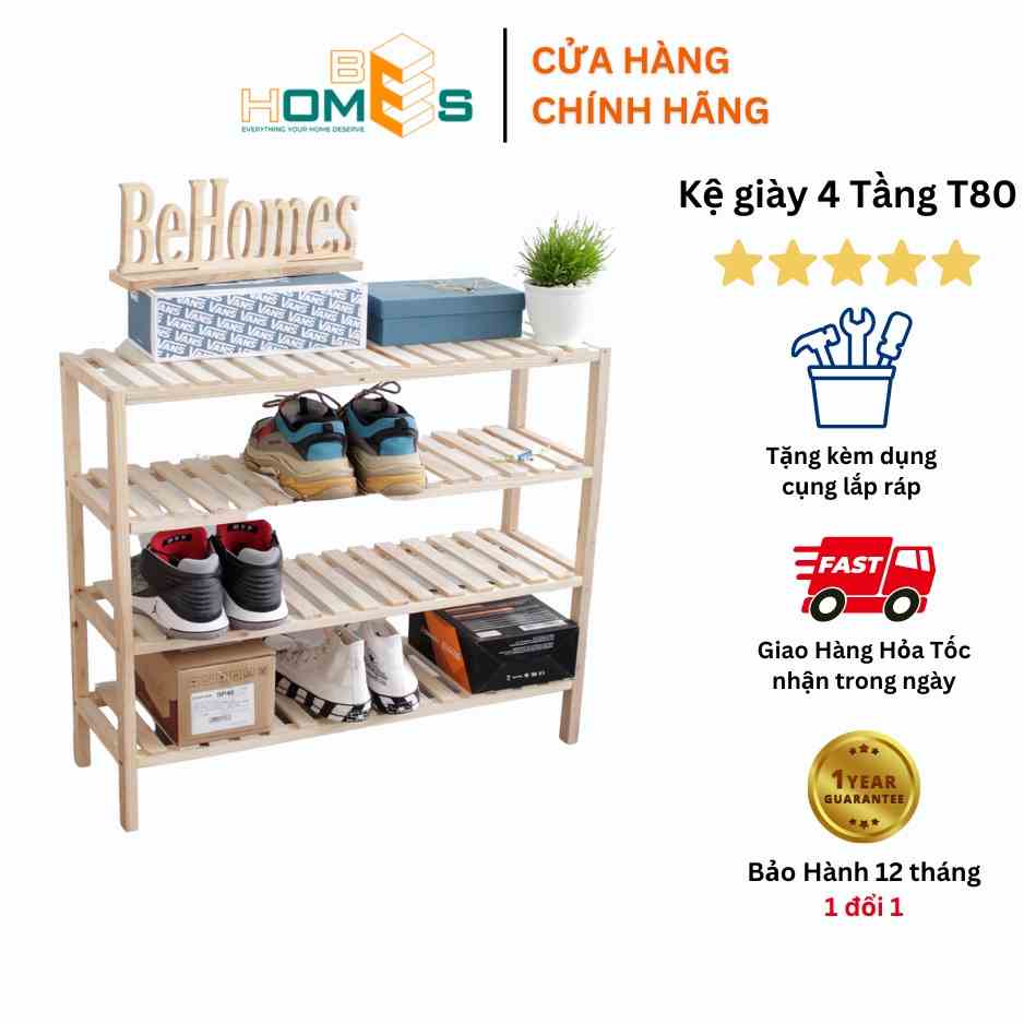 [Mã BMLTB35 giảm đến 35K đơn 99K] Hỏa Tốc Kệ Giày Behomes 4 Tầng 80cm