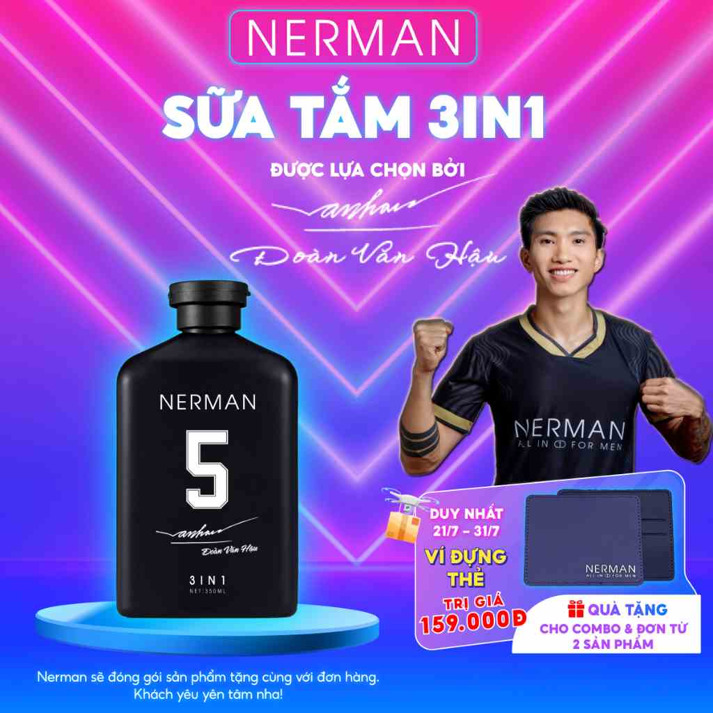 [BẢN GIỚI HẠN]Sữa tắm gội hương nước hoa cao cấp Gentleman 3 in 1 NERMAN 350ml