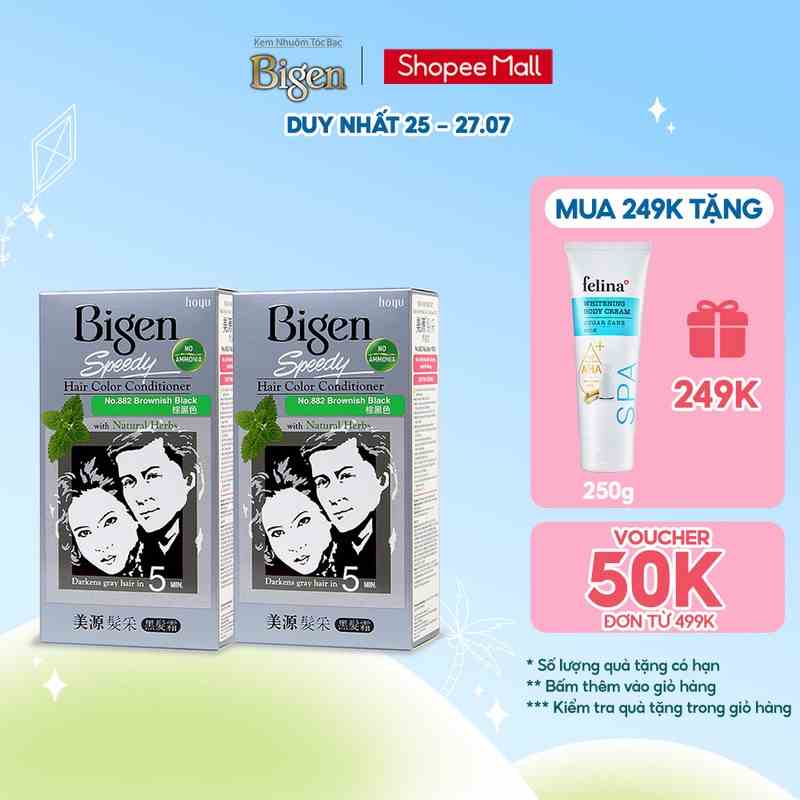 [KHUYẾN MÃI] Combo 2 hộp Thuốc nhuộm tóc phủ bạc Bigen Speedy Hair Color Conditioner 80ml/hộp, phủ bạc hoàn hảo