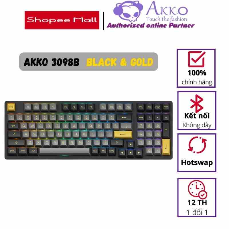 Bàn phím cơ AKKO 3098B Multi-modes Black Gold (Bluetooth 5.0 / Wireless 2.4Ghz / Hotswap) -  AKKO CS SWITCH