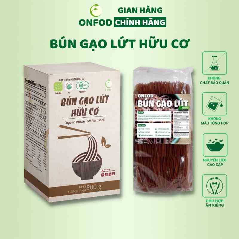 Bún gạo lứt giảm cân hữu cơ huyết rồng ONFOD eat clean ăn kiêng tiểu đường gym 250g 500g